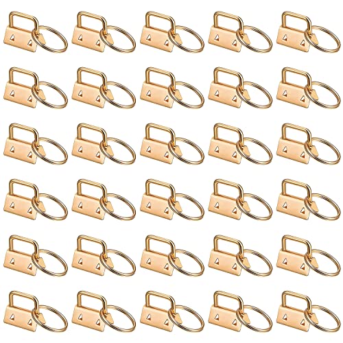 YXHZVON 30 Stück Schlüsselband Rohlinge, Schlüsselanhänger Hardware 25 mm Klemmverschluss Anhänger, Hardware mit Schlüsselbund für DIY Handarbeit Lanyard Stoff (Gold) von YXHZVON