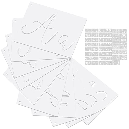 YXHZVON 45 Stück Buchstaben Zahlenschablonen Set, Wiederverwendbare Schablone Großbuchstaben Kleinbuchstaben und Zeichen Für Kunst Gemälde Auf Holz Scrapbooking von YXHZVON