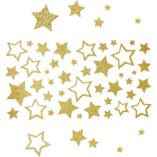 YXHZVON 6 Blätter Stern Sticker, Selbstklebende Glitzer Gold Sterne Sticker, Glitzer Dekorationen für Weihnachten DIY Party Geburtstag Geschenk von YXHZVON