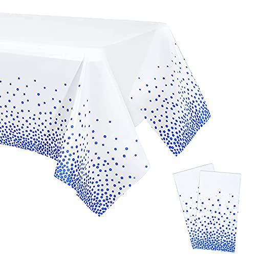 YXHZVON Dot Tischdecken, 2 Pack Konfetti Party Tischdecke Geburtstag in Blaue Punkte Rechteckige Tischdekoration für Brautduschen Verlobung Hochzeit Einweihungsparty (137 x 274 cm) von YXHZVON