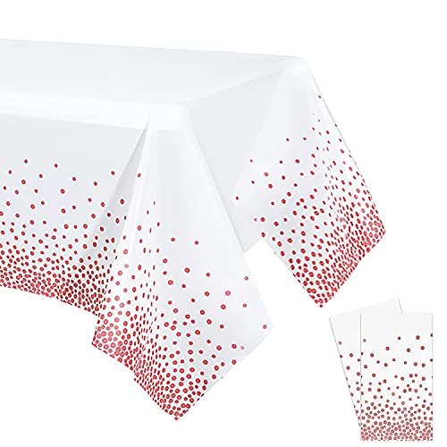 YXHZVON Einweg Tischdecke, 2 Pack Plastik Party Tischdecke Geburtstag in Roségoldenen Punkten Rechteckige Tischdekoration für Brautduschen Verlobung Hochzeit Einweihungsparty (137 x 274 cm) von YXHZVON