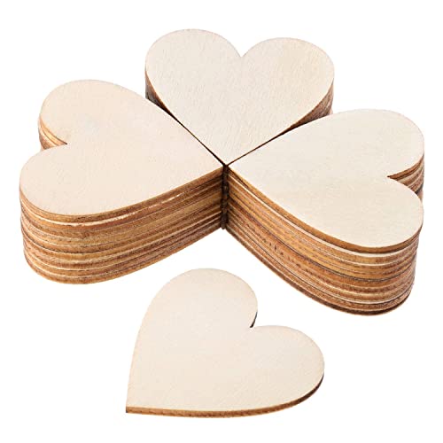 YXHZVON Holzplatten zum Basteln Herzförmig, 100 Stück Unbehandelte Holzstücke 6 cm Länge, 2 mm Dicke, Herzförmig Form, Holzplatten Natur für Weihnachten, Geschenkanhänger, Kinder, DIY-Projekte von YXHZVON