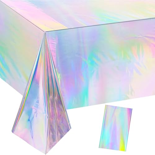 YXHZVON Party Tischdecken Rechteck Wasserdicht Bunt Aluminiumfolie - Perfekt für Kindergeburtstag Party Dekoration Familientreffen(274x137 cm) von YXHZVON