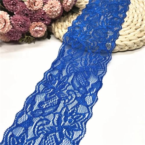 Spitzenband Vintage 1~10 Yard Breite 8cm elastische Spitze Nähband Stretch-Spitzenbesatz Stoff Strickmaterial DIY Bekleidungszubehör(Color18,Elastic Lace 10yard) von YXINAER