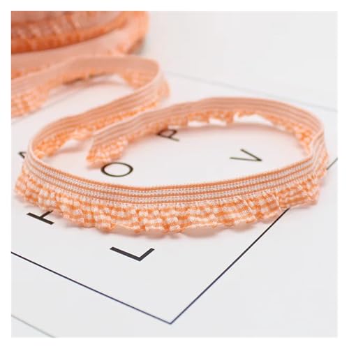 Spitzenband Vintage 10 Yard elastische Farbe karierte Spitze DIY Kopfbedeckung Hut Box Schleife gewebt Kleidung Unterwäsche BH Badeanzug Gurt Band Dekoration(Orange) von YXINAER