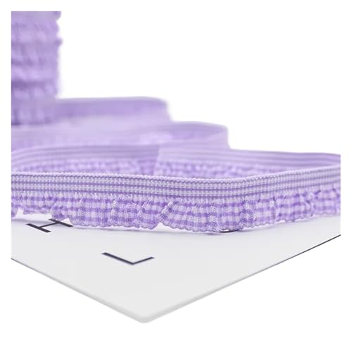 Spitzenband Vintage 10 Yard elastische Farbe karierte Spitze DIY Kopfbedeckung Hut Box Schleife gewebt Kleidung Unterwäsche BH Badeanzug Gurt Band Dekoration(Purple) von YXINAER
