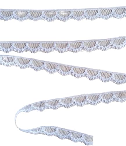 Spitzenband Vintage 10 Yards besticktes Netz, weiß, schwarz, Spitzenbesatz, Band, Stoff, Kleidungsstück, Stirnband, Hochzeit, Party, Dekoration, DIY Zubehör(White width 12mm) von YXINAER