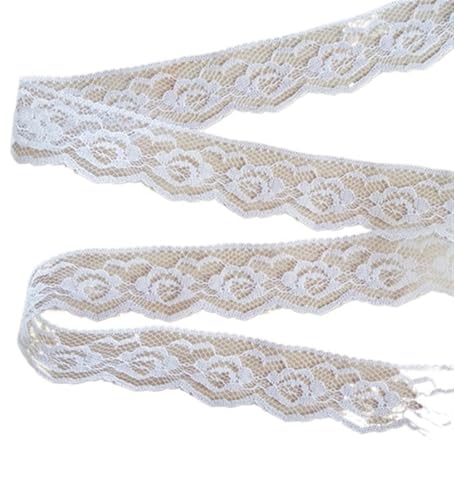 Spitzenband Vintage 10 Yards besticktes Netz, weiß, schwarz, Spitzenbesatz, Band, Stoff, Kleidungsstück, Stirnband, Hochzeit, Party, Dekoration, DIY Zubehör(White width 35mm) von YXINAER