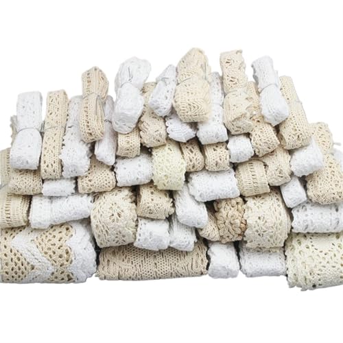 Spitzenband Vintage 12 Yards Baumwolle Spitze Trim Band Polyester Stoff for Nähen Handgemachte Hochzeit Zubehör(Beige 12y) von YXINAER