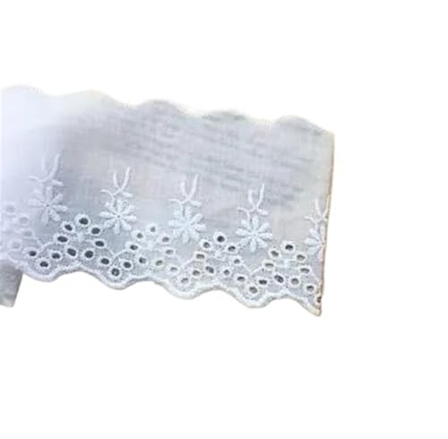 Spitzenband Vintage 15 Yards Baumwolle bestickt weiße Blume Spitze Stoff breit Nähen DIY Trim Hochzeit Applique Band Kragen Tuch Dekor(White 1) von YXINAER