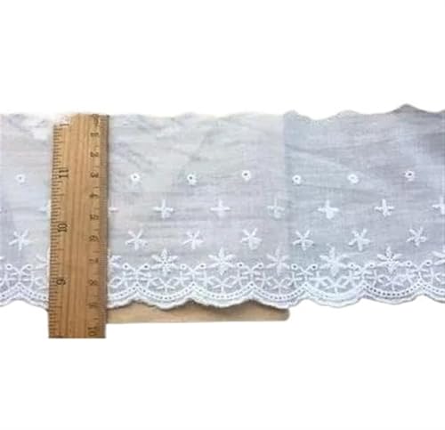 Spitzenband Vintage 15 Yards Baumwolle bestickt weiße Blume Spitze Stoff breit Nähen DIY Trim Hochzeit Applique Band Kragen Tuch Dekor(White 2) von YXINAER