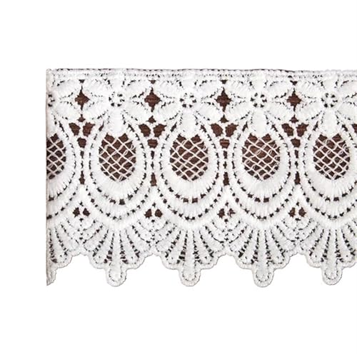 Spitzenband Vintage 15 Yards bestickte Blumenspitze Stoffapplikation Polyester Nähen Handwerk weißes Netz Spitzenbesatz Kleidung Spitze von YXINAER