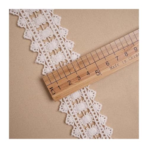 Spitzenband Vintage 15 Yards weiße Spitzenbesatz Stickerei Baumwollfaden Blumen Double Lock Spitze for Handwerk Nähzubehör Band(17) von YXINAER