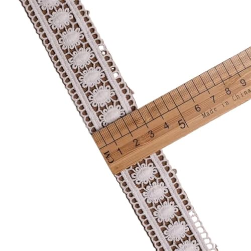 Spitzenband Vintage 15 Yards weiße Spitzenbesatz Stickerei Baumwollfaden Blumen Double Lock Spitze for Handwerk Nähzubehör Band(7) von YXINAER