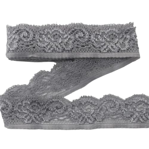 Spitzenband Vintage 20 Yards Elastizität Spitzenband Band 33mm Spitzenbesatz Unterwäsche Nähen DIY Stickerei Zubehör(Gray) von YXINAER