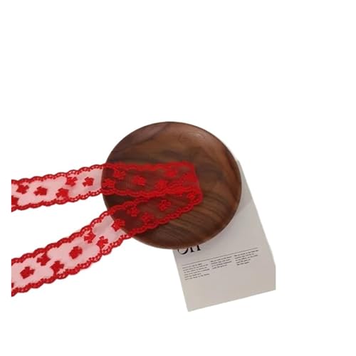 Spitzenband Vintage 30 Yards/Lot 38mm Spitzenband Wunderschöne bestickte Organza-Spitzendekoration Kleid Kragen Kopfbedeckung Nähen Besatz(Red) von YXINAER