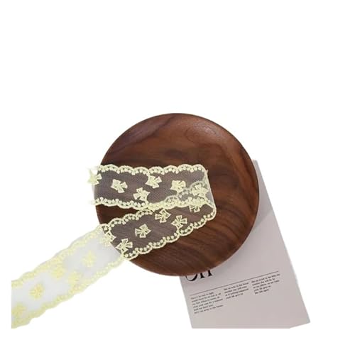 Spitzenband Vintage 30 Yards/Lot 38mm Spitzenband Wunderschöne bestickte Organza-Spitzendekoration Kleid Kragen Kopfbedeckung Nähen Besatz(Yellow) von YXINAER