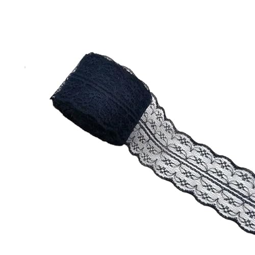 Spitzenband Vintage 4,5 cm Spitzenband DIY Basteln Bandbesatz for Nähen von Blumenband(Deep blue) von YXINAER