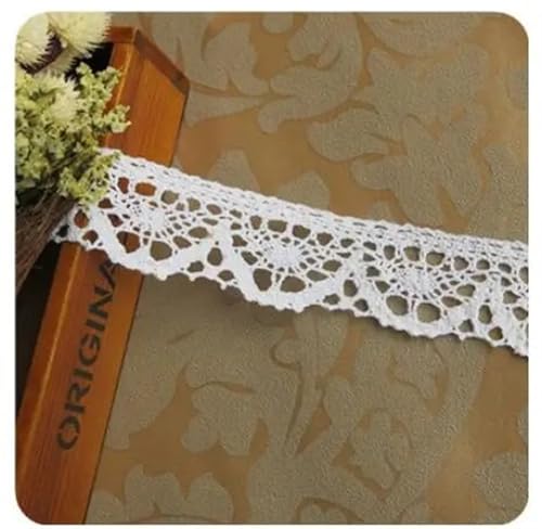 Spitzenband Vintage 5 Meter/Rolle Weißer Spitzenbesatz Baumwolle Besticktes Spitzenband Häkelspitze Stoff DIY Handarbeit Basteln Kleidung Nähzubehör(5) von YXINAER