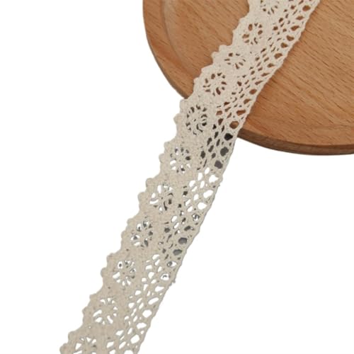 Spitzenband Vintage 5 Meter Baumwollspitzenbesatzband Beige Nähbesatz Spitzenband Häkelspitze Stoff DIY Hochzeit Party Basteln Weihnachtsdeko(07A) von YXINAER