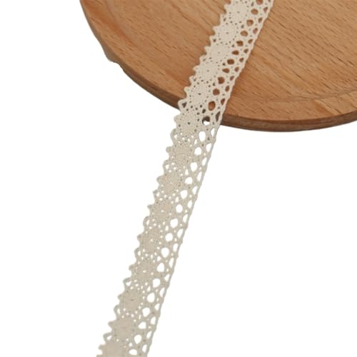 Spitzenband Vintage 5 Meter Baumwollspitzenbesatzband Beige Nähbesatz Spitzenband Häkelspitze Stoff DIY Hochzeit Party Basteln Weihnachtsdeko(14A) von YXINAER