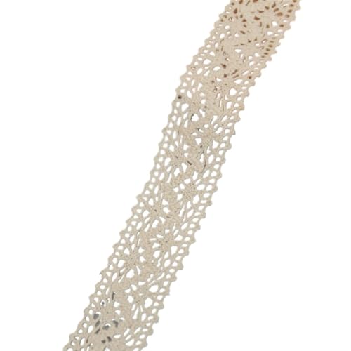 Spitzenband Vintage 5 Meter Baumwollspitzenbesatzband Beige Nähbesatz Spitzenband Häkelspitze Stoff DIY Hochzeit Party Basteln Weihnachtsdeko(36A) von YXINAER