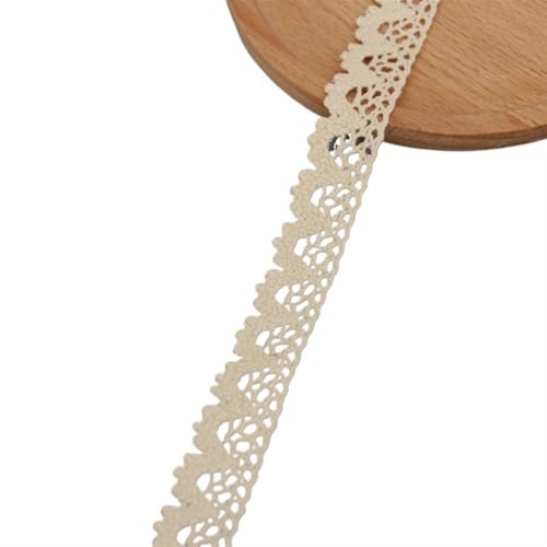 Spitzenband Vintage 5 Meter Baumwollspitzenbesatzband Beige Nähbesatz Spitzenband Häkelspitze Stoff DIY Hochzeit Party Basteln Weihnachtsdeko(W9B) von YXINAER