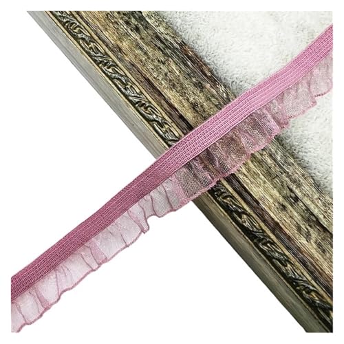 Spitzenband Vintage 50 Yards Organza Rüschen Spitzenbesatz Gummiband Tüllband Stirnband Tutu Kleid DIY Nähen Handwerk Bekleidungszubehör(Color4) von YXINAER