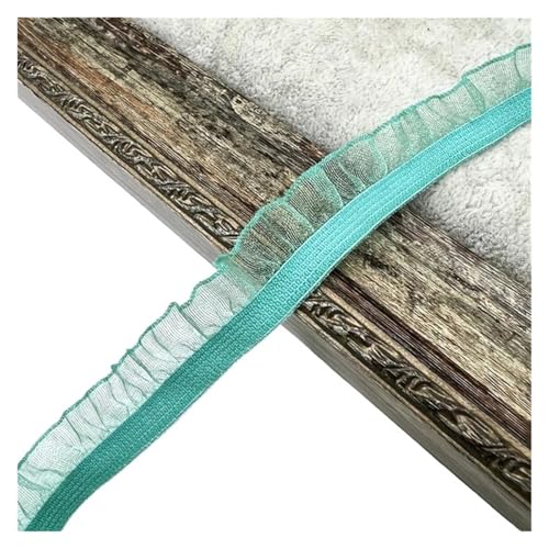 Spitzenband Vintage 50 Yards Organza Rüschen Spitzenbesatz Gummiband Tüllband Stirnband Tutu Kleid DIY Nähen Handwerk Bekleidungszubehör(Green) von YXINAER