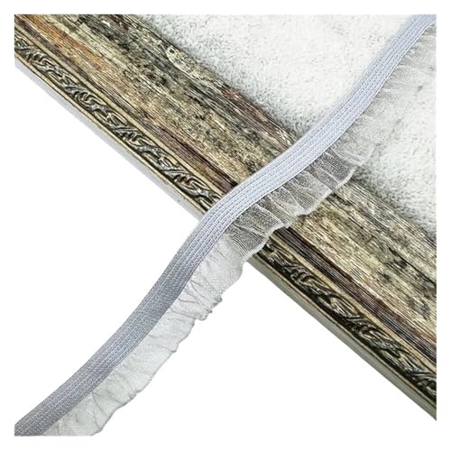 Spitzenband Vintage 50 Yards Organza Rüschen Spitzenbesatz Gummiband Tüllband Stirnband Tutu Kleid DIY Nähen Handwerk Bekleidungszubehör(Grey) von YXINAER