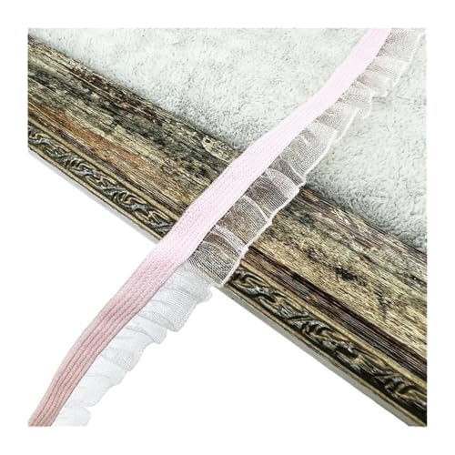 Spitzenband Vintage 50 Yards Organza Rüschen Spitzenbesatz Gummiband Tüllband Stirnband Tutu Kleid DIY Nähen Handwerk Bekleidungszubehör(Pink) von YXINAER