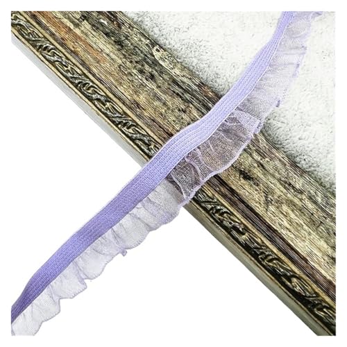 Spitzenband Vintage 50 Yards Organza Rüschen Spitzenbesatz Gummiband Tüllband Stirnband Tutu Kleid DIY Nähen Handwerk Bekleidungszubehör(Purple) von YXINAER