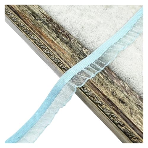 Spitzenband Vintage 50 Yards Organza Rüschen Spitzenbesatz Gummiband Tüllband Stirnband Tutu Kleid DIY Nähen Handwerk Bekleidungszubehör(Sky blue) von YXINAER