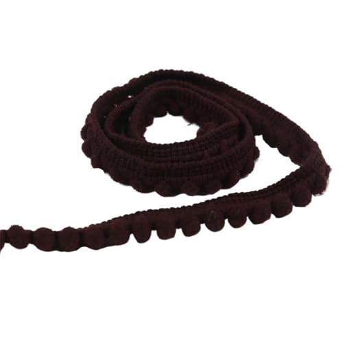 Spitzenband Vintage 50 Yards Tiny Ball Fringe Trim Lace Ribbon for DIY Craft Vorhang Tuch Nähzubehör(34 deep coffee) von YXINAER