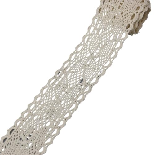 Spitzenband Vintage 5Meter Beige Baumwolle Bestickte Spitze Netz Bänder Stoffbesatz DIY Nähen Handarbeit Handwerk Materialien(19) von YXINAER