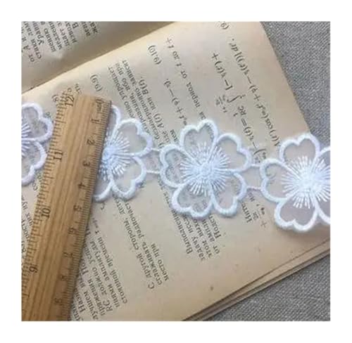 Spitzenband Vintage Bestickte weiße Blume Spitze Stoff Nähen DIY Trim Tüll Applique Band Kragen Hochzeit Kleid Dekor(White 1) von YXINAER