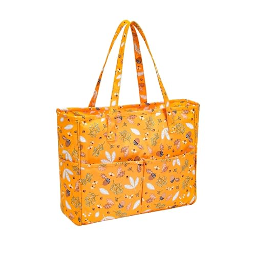 YXINAER Garn Aufbewahrung Tasche Garn-Aufbewahrungstasche, tragbare Woll-Organizer-Einkaufstasche, Oxford-Stoff, Reise-Strick-Einkaufstasche for Nähen von Häkelnadeln(Yellow) von YXINAER