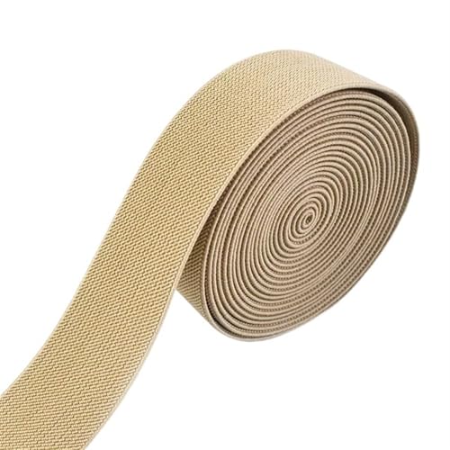 YXINAER Nähen Elastisches Band 2/5/10M 38mm farbige elastische Bänder verdicken Gummiband for Kleidung Kleid Hosen Gürtel Band DIY Handwerk Nähzubehör(Khaki,10METERS_38MM) von YXINAER