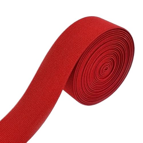 YXINAER Nähen Elastisches Band 2/5/10M 38mm farbige elastische Bänder verdicken Gummiband for Kleidung Kleid Hosen Gürtel Band DIY Handwerk Nähzubehör(Red,2METERS_38MM) von YXINAER