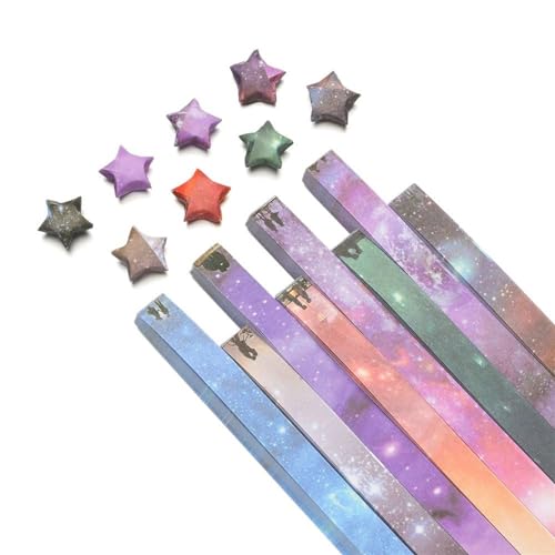 YXINAER Origami Sterne Papier 540 Blätter Origami Lucky Star Falten DIY Papierstreifen Cartoon Papier mit gedrucktem Muster Set Weltraum Himmel(B) von YXINAER