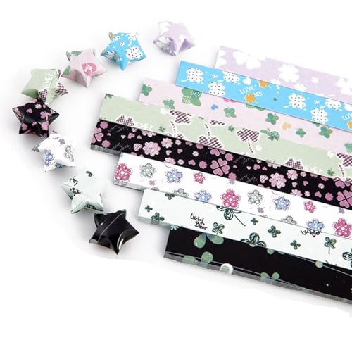YXINAER Origami Sterne Papier 540 Blatt Bunte Origami-Sterne, Papierstreifen, Glücksstern, Origami-Dekoration, Faltpapier, Kunst, Basteln, Geschenk(1) von YXINAER