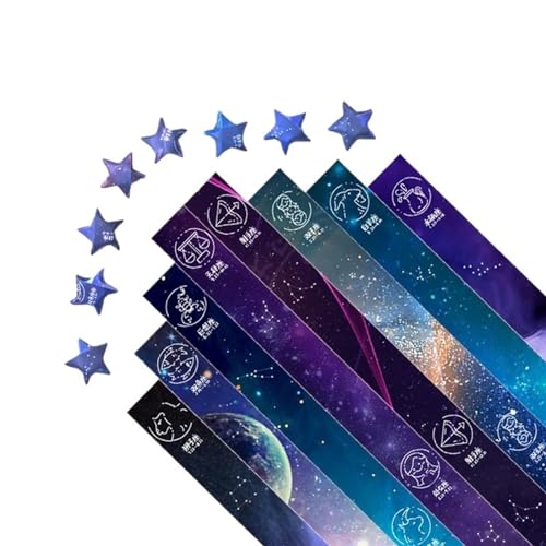 YXINAER Origami Sterne Papier 540 Blatt Bunte Origami-Sterne, Papierstreifen, Glücksstern, Origami-Dekoration, Faltpapier, Kunst, Basteln, Geschenk(5) von YXINAER