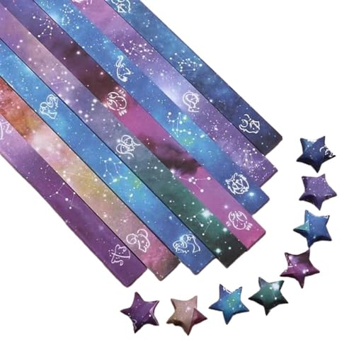 YXINAER Origami Sterne Papier 540 Blatt Origami-Papiersterne, DIY-Handarbeiten, Origami-Glücksstern-Papier, Faltbare Origami-Stern-Papierstreifen for Papierkunsthandwerk(8) von YXINAER