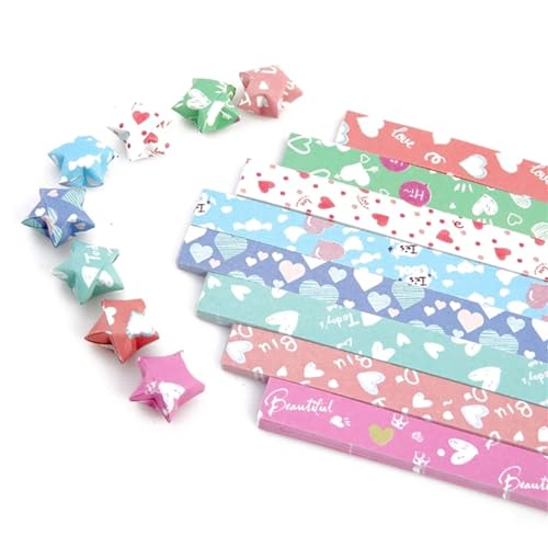 YXINAER Origami Sterne Papier 540 Blatt Stern-Papierstreifen, buntes Papier for kreatives, mehrfarbiges Glückspapier-Basteln(Love Section) von YXINAER
