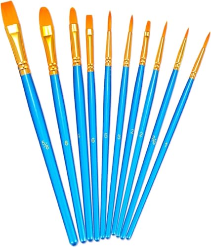 YXQSED 10 Stück Künstlerpinsel im Set Größen hochwertige Künstler Pinsel Sets mit Holzgriffen für Künstler, Erwachsene und Kinder, Blaue Set YXQSED 10 Stück Künstlerpinsel im Set Größen hochwertige Künstler Pinsel Sets mit Holzgriffen für Künstler, Erwachsene und Kinder, Blaue Set von YXQSED
