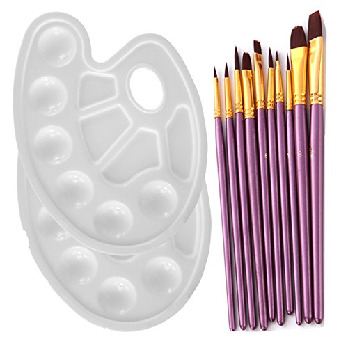 YXQSED 10 Stück Künstlerpinsel im Set Größen hochwertige Künstler Pinsel Sets mit,2 Stück Mischpalette mit Griffloch, Kunststoff lila YXQSED 10 Stück Künstlerpinsel im Set Größen hochwertige Künstler Pinsel Sets mit,2 Stück Mischpalette mit Griffloch, Kunststoff lila von YXQSED