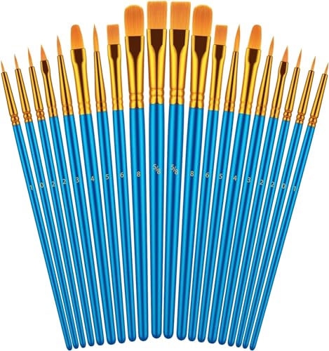 YXQSED 20 Stück Künstlerpinsel im Set Größen hochwertige Künstler Pinsel Sets mit Holzgriffen für Künstler, Erwachsene und Kinder, Blaue Set von YXQSED