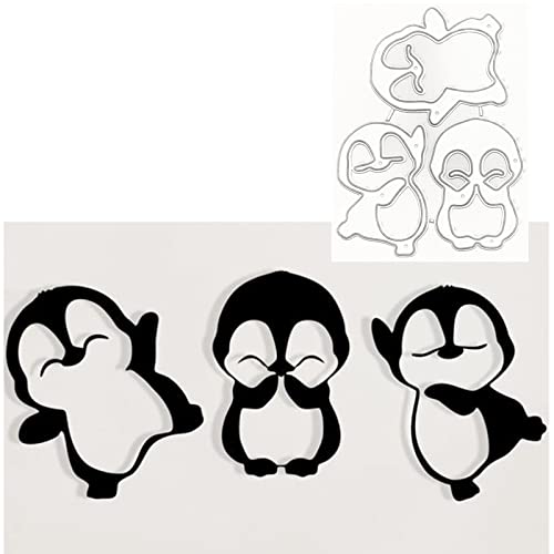 3 Stück/Set Pinguin-Metall-Stanzformen, niedliche Pinguin-Tier-Rahmen-Schablonen, DIY-Bastelkarten, Stanzformen für DIY-Prägung, Kartenherstellung, Foto, dekorative Papierformen, Scrapbooking von YXXMCRAFT