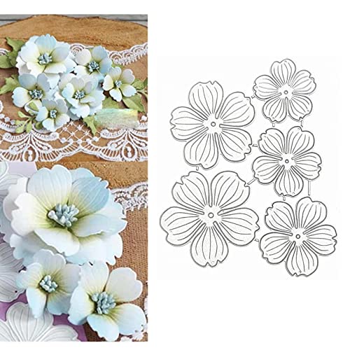 5 Stück/Set 3D-Blumenrahmen, Metall-Stanzformen, Blumenblätter, Hochzeit, Stanzschablonen für DIY, Scrapbooking, Foto, dekorative Prägepapier-Stanzformen für Scrapbooking, Kartenherstellung von YXXMCRAFT