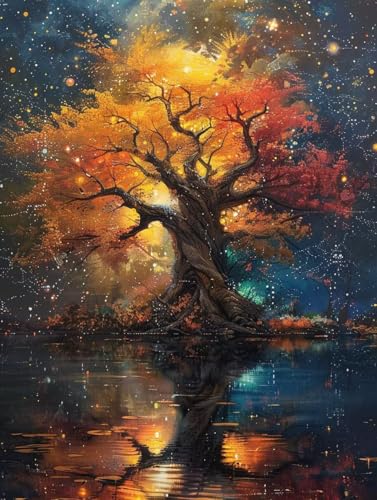 5D Diamond Painting Baum, Herbst Diamond Painting Erwachsene Anfänger, DIY Full Diamont Crystal Art Basteln Erwachsene Kreuzstich Stickerei Kunst Malerei für Wand Deko Asthetik (40 * 55cm) -yxy2506WY von YXYBBBDOU